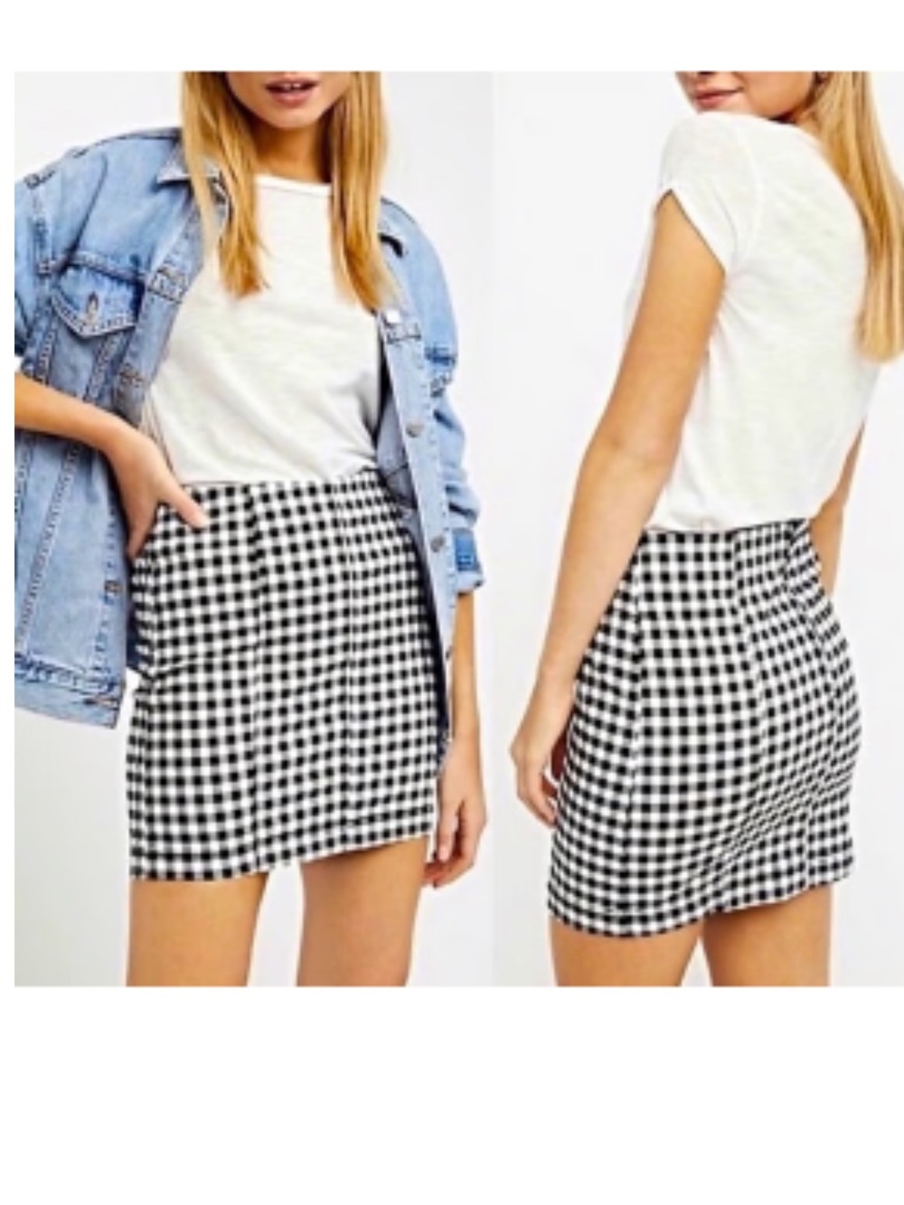 Free people femme modern gingham plaid mini skirt - size 12
